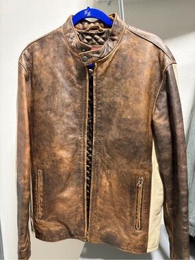 Wilsons Leather Brown Distressed Leather Bomber Jacket